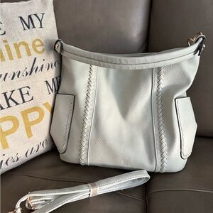 Elegant Grey Vegan Leather Shoulder Bag